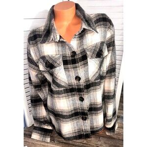 BB Dakota Boxy Shacket Steve Madden Womens 2XL Jacket Plaid Long Sleeve Shirt